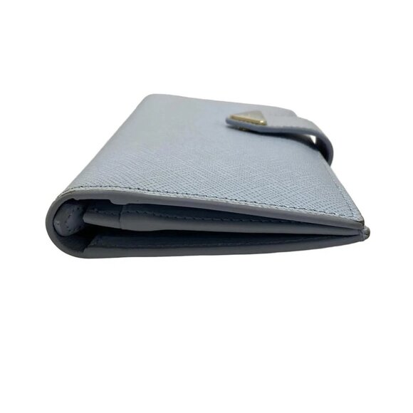 Auth PRADA - 1MV025 Light Blue Saffiano Leather Long Wallet - Picture 9 of 13